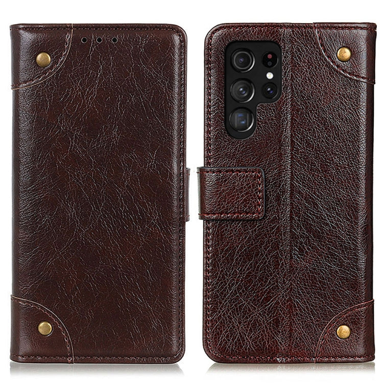 For Samsung Galaxy S23 Ultra 5G Copper Buckle Nappa Texture Horizontal Flip Leather Phone Case