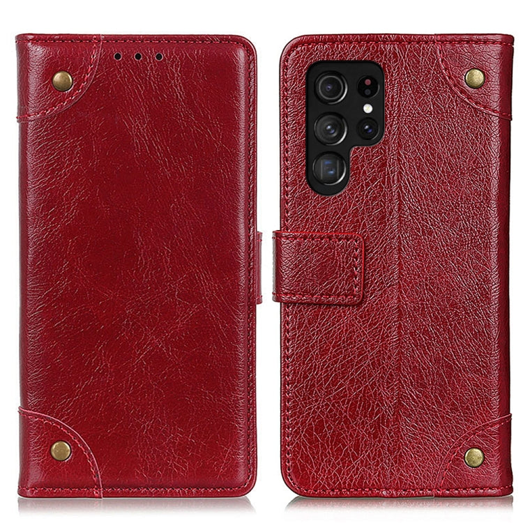 For Samsung Galaxy S23 Ultra 5G Copper Buckle Nappa Texture Horizontal Flip Leather Phone Case