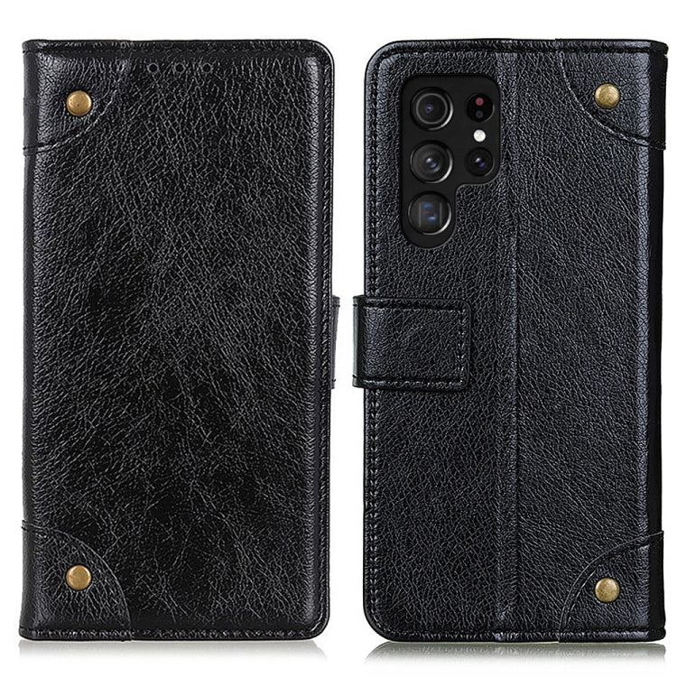 For Samsung Galaxy S23 Ultra 5G Copper Buckle Nappa Texture Horizontal Flip Leather Phone Case