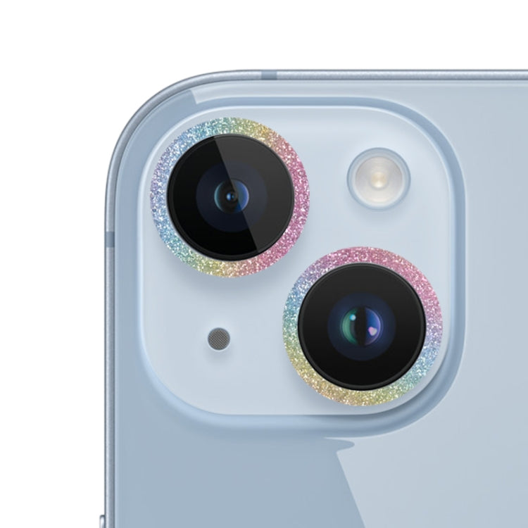 For iPhone 14 Glitter Ring Tempered Glass Camera Lens Film