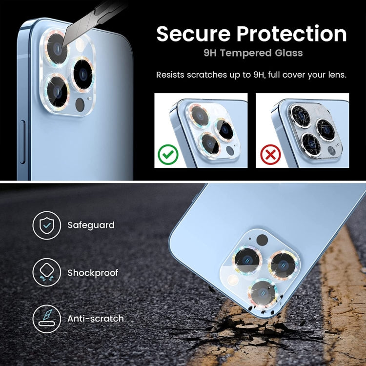 For iPhone 14 Glitter Ring Tempered Glass Camera Lens Film