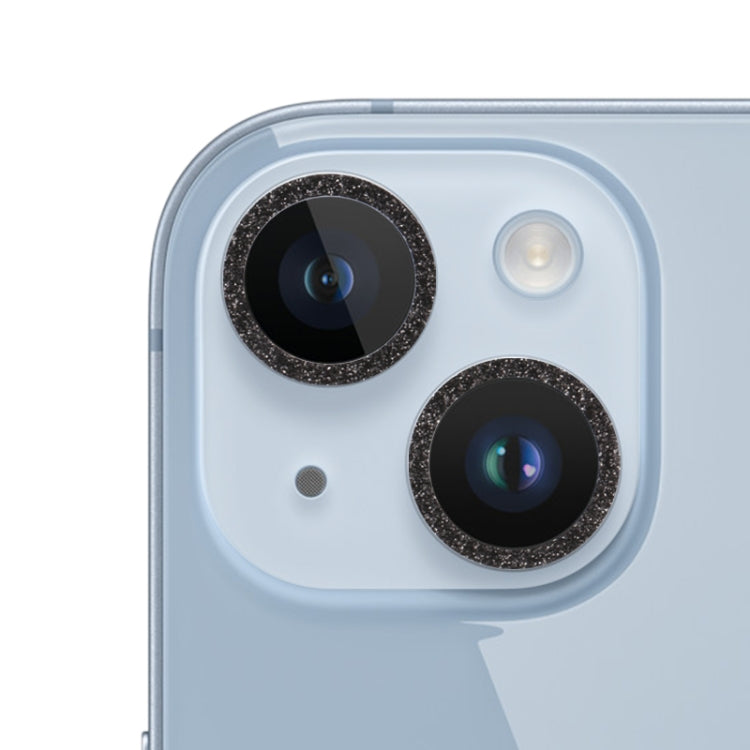 For iPhone 14 Plus Glitter Ring Tempered Glass Camera Lens Film