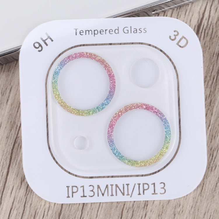 For iPhone 14 Plus Glitter Ring Tempered Glass Camera Lens Film