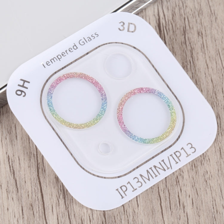 For iPhone 14 Plus Glitter Ring Tempered Glass Camera Lens Film