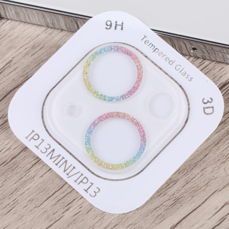For iPhone 14 Plus Glitter Ring Tempered Glass Camera Lens Film