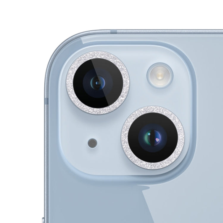 For iPhone 14 Plus Glitter Ring Tempered Glass Camera Lens Film
