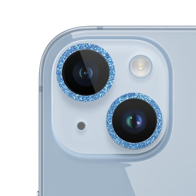 For iPhone 14 Plus Glitter Ring Tempered Glass Camera Lens Film
