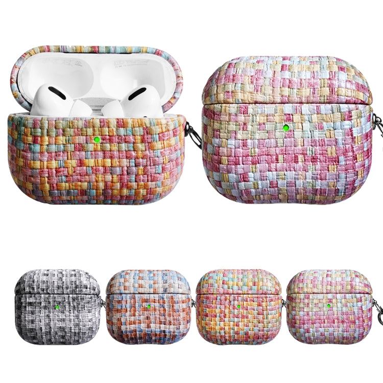 For AirPods 3 Weave Texture PU Shockproof Earphone Protective Case with Hook
