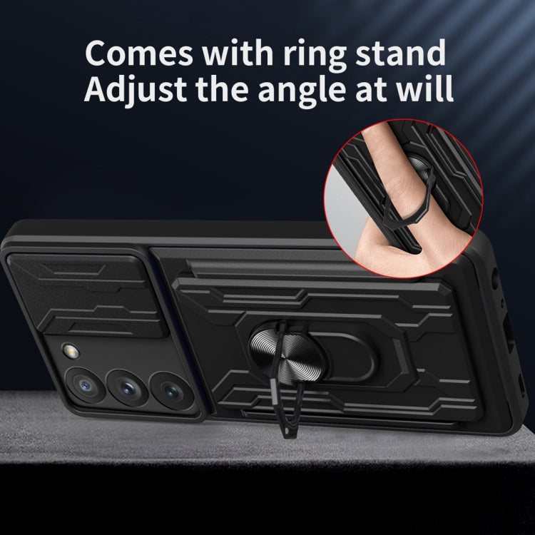 For Samsung Galaxy S23+ 5G Sliding Camshield TPU+PC Phone Case with Card Slot