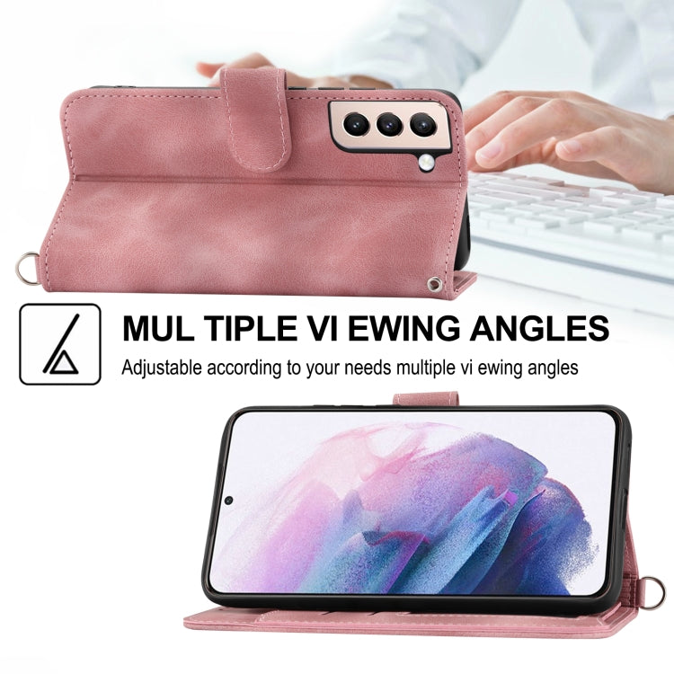For Samsung Galaxy S22+ 5G Skin-feel Flowers Embossed Wallet Leather Phone Case