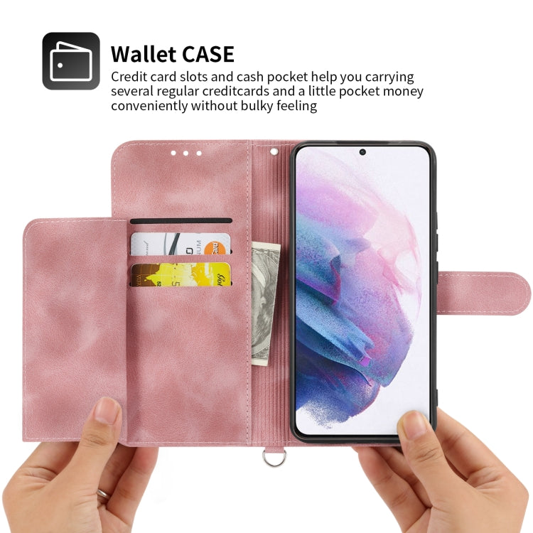 For Samsung Galaxy S21 5G Skin-feel Flowers Embossed Wallet Leather Phone Case