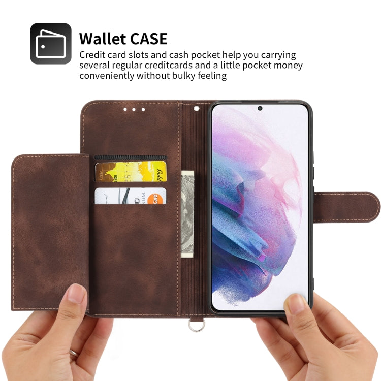 For Samsung Galaxy S21 5G Skin-feel Flowers Embossed Wallet Leather Phone Case