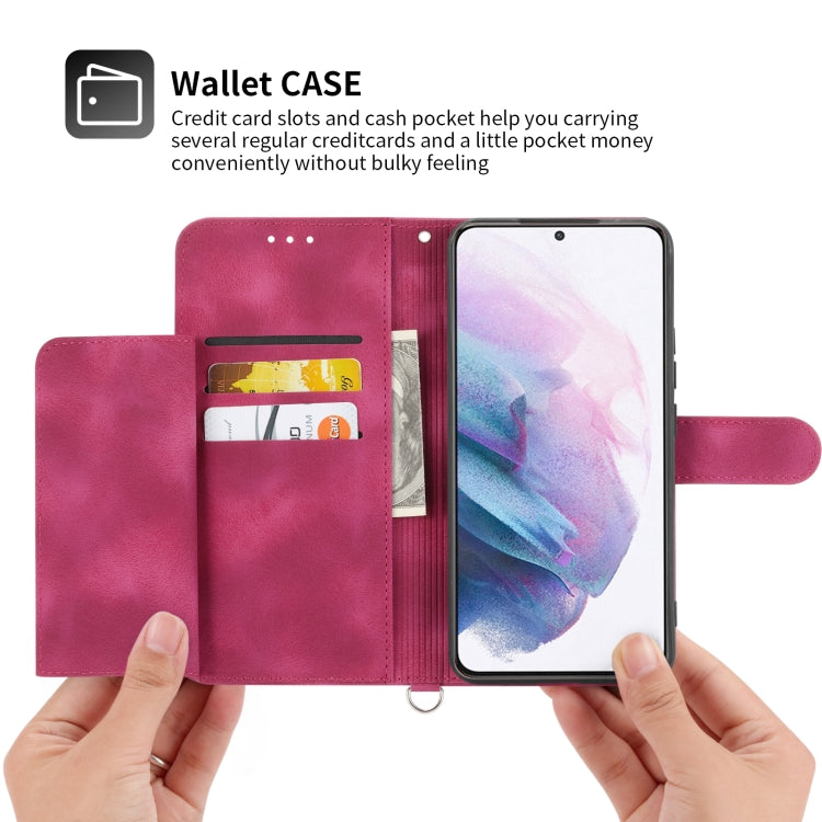 For Samsung Galaxy S21+ 5G Skin-feel Flowers Embossed Wallet Leather Phone Case