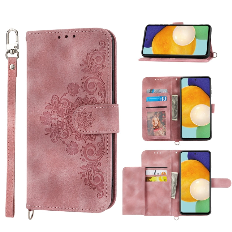 For Samsung Galaxy S20 FE Skin-feel Flowers Embossed Wallet Leather Phone Case
