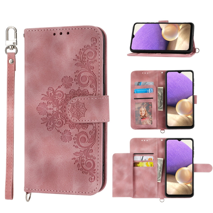 For Samsung Galaxy A13 4G / 5G Skin-feel Flowers Embossed Wallet Leather Phone Case