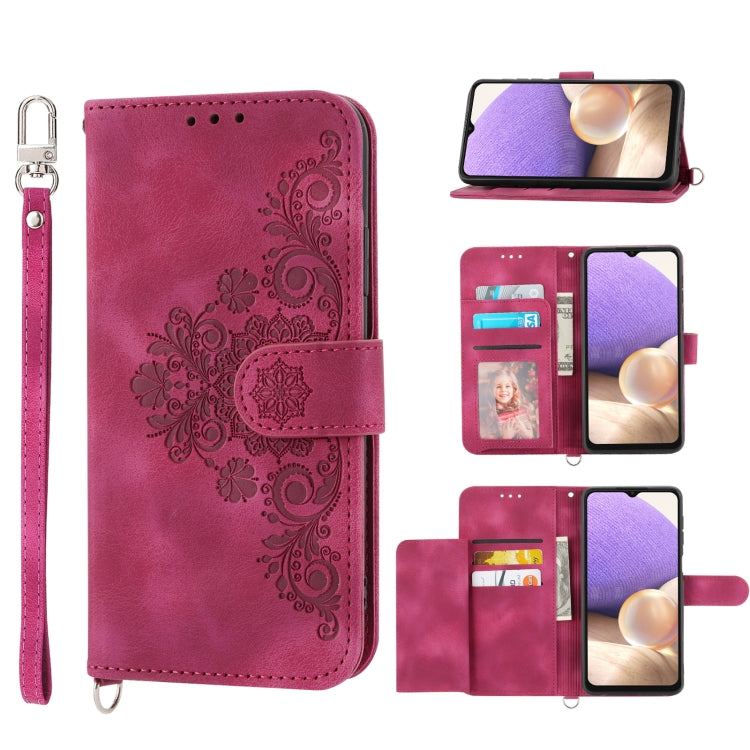 For Samsung Galaxy A13 4G / 5G Skin-feel Flowers Embossed Wallet Leather Phone Case