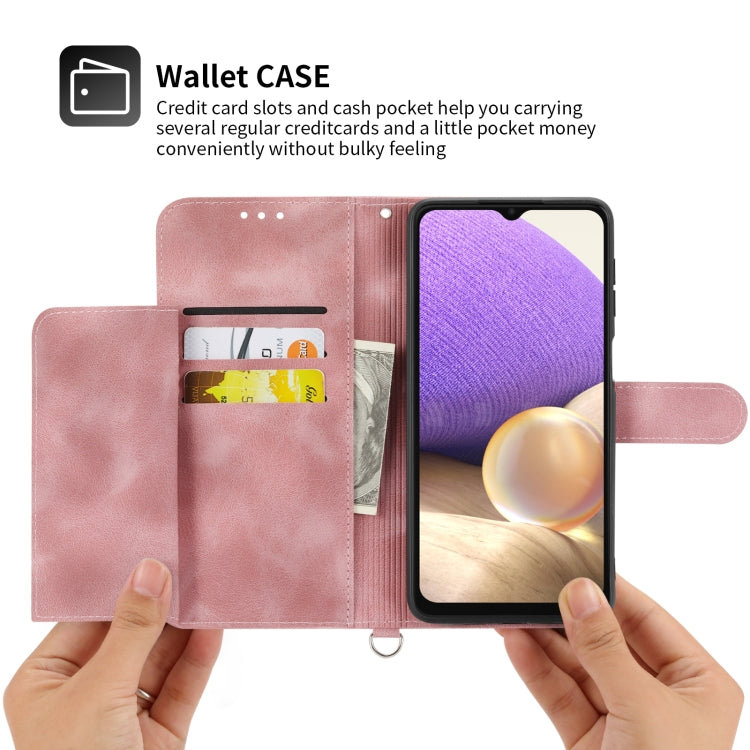 For Samsung Galaxy A32 4G Skin-feel Flowers Embossed Wallet Leather Phone Case