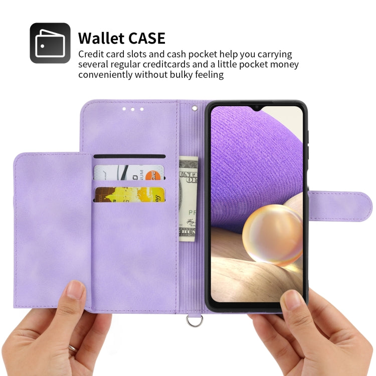 For Samsung Galaxy A32 4G Skin-feel Flowers Embossed Wallet Leather Phone Case