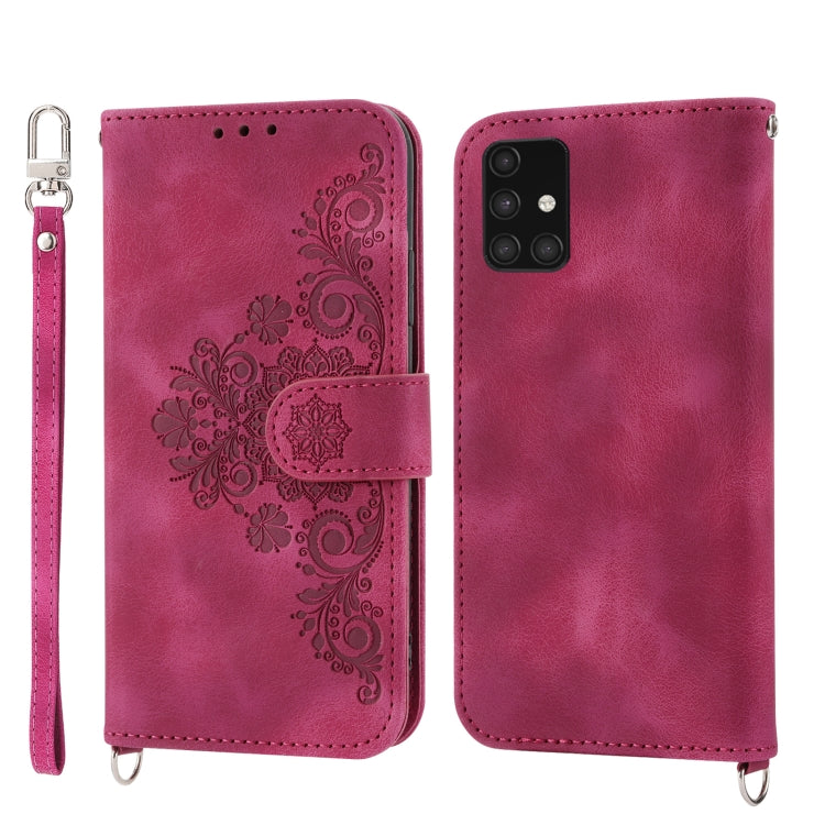 For Samsung Galaxy A03s 166 Skin-feel Flowers Embossed Wallet Leather Phone Case
