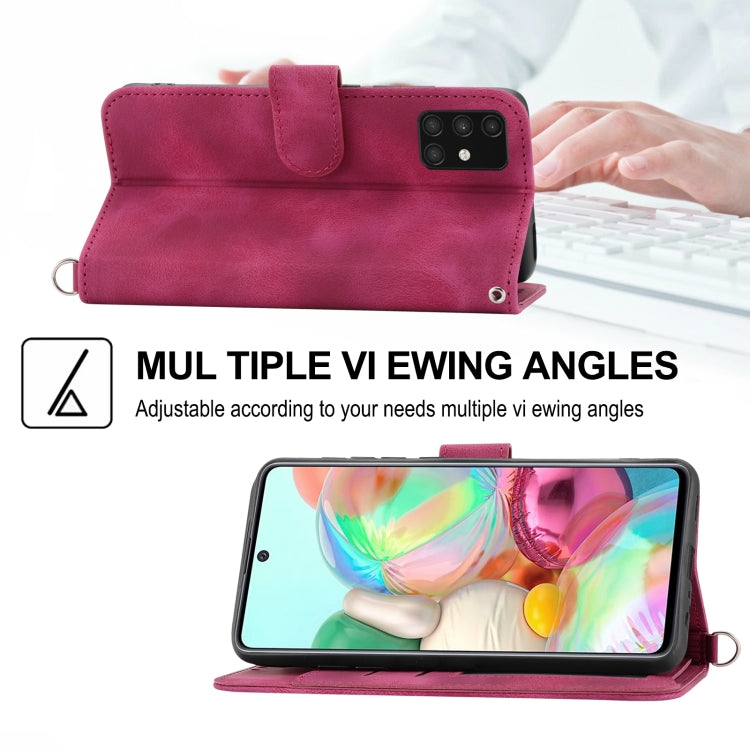 For Samsung Galaxy A03s 166 Skin-feel Flowers Embossed Wallet Leather Phone Case