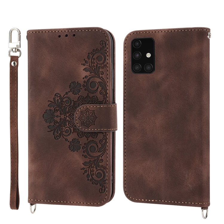 For Samsung Galaxy A03s 166 Skin-feel Flowers Embossed Wallet Leather Phone Case