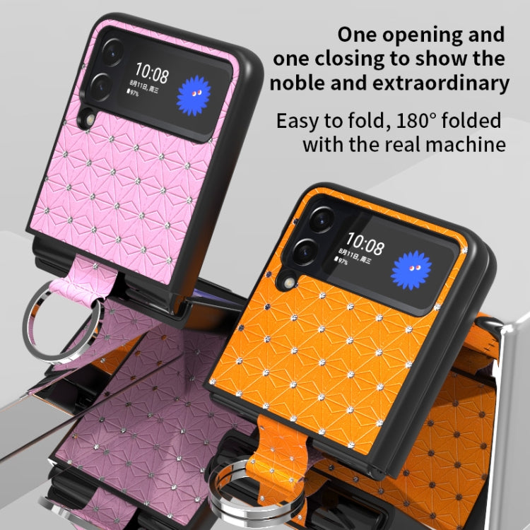 For Samsung Galaxy Z Flip4 5G Flash Diamond Leather Phone Case