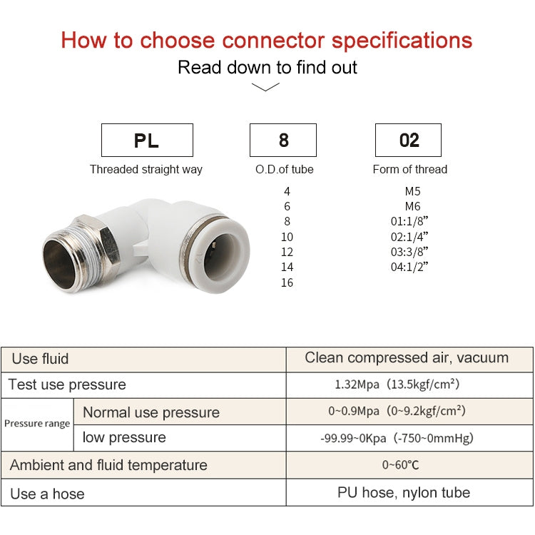 PL8-01 LAIZE 10pcs PL Elbow Pneumatic Quick Fitting Connector
