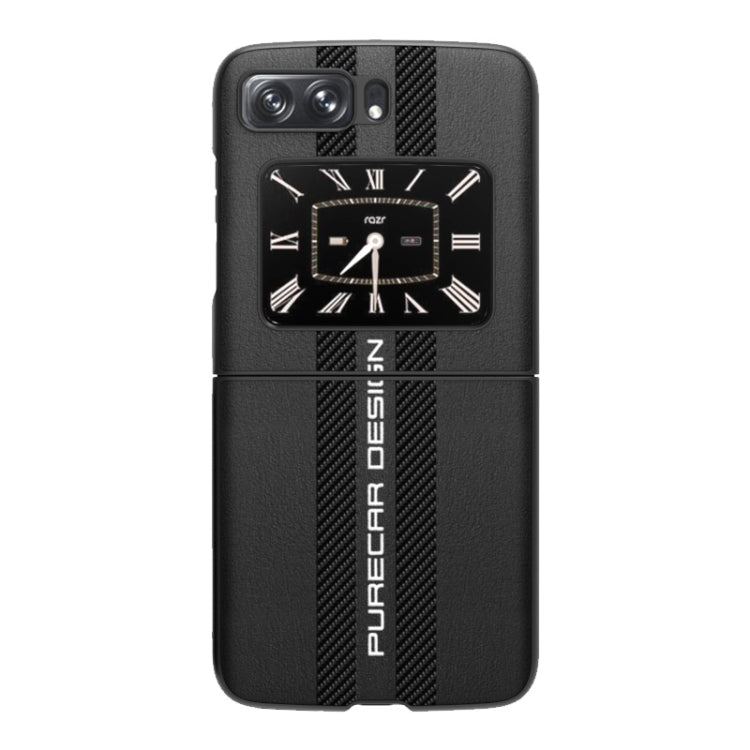 For Motorola Moto Razr 2022 Carbon Fiber Texture Plain Leather Phone Case