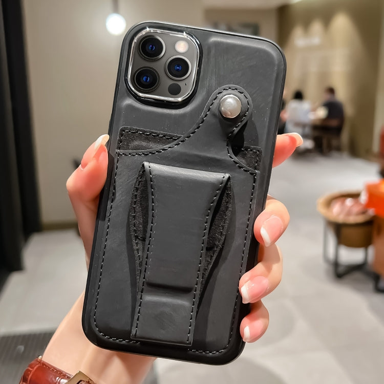 For iPhone 12 Pro Side Leather Rotation Card Holder Phone Case