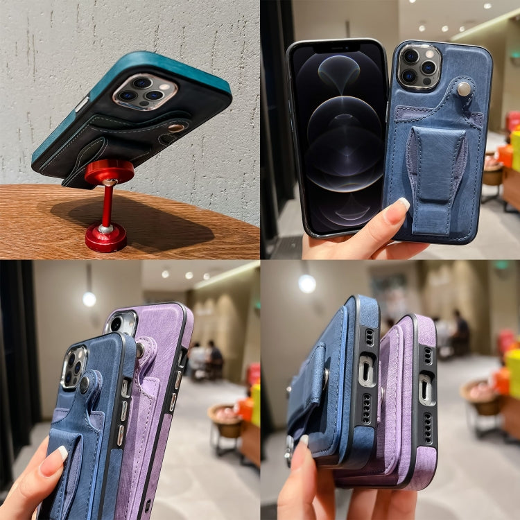 For iPhone 12 Pro Side Leather Rotation Card Holder Phone Case