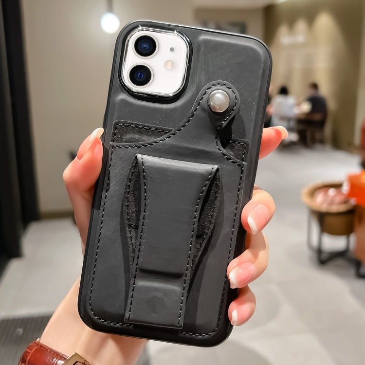 For iPhone 12 Side Leather Rotation Card Holder Phone Case