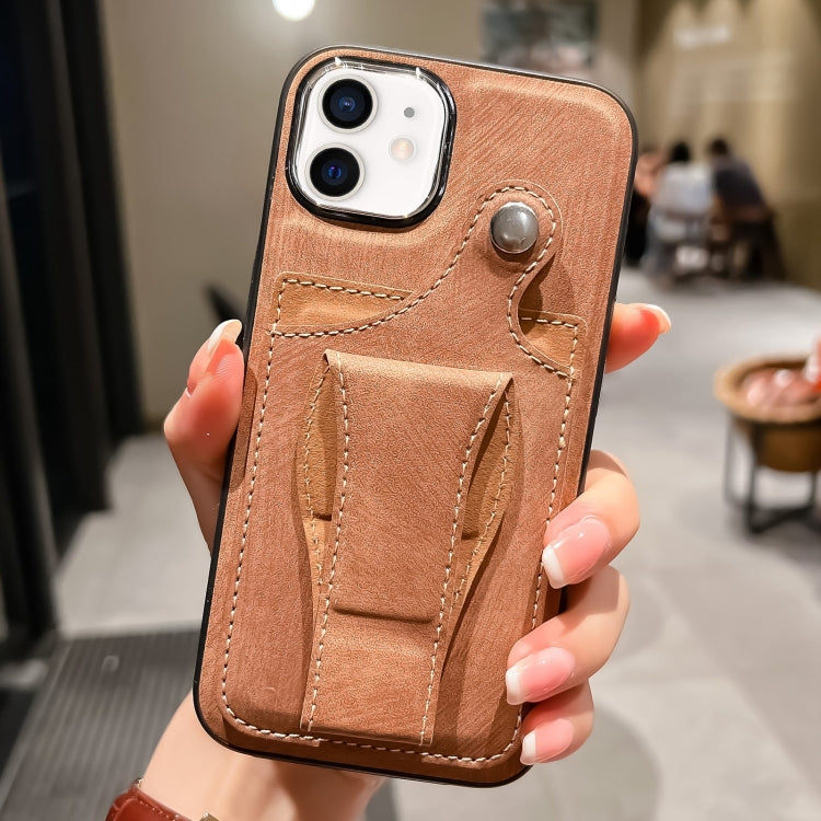 For iPhone 12 Side Leather Rotation Card Holder Phone Case