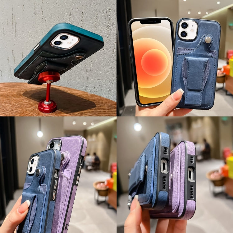 For iPhone 12 Side Leather Rotation Card Holder Phone Case