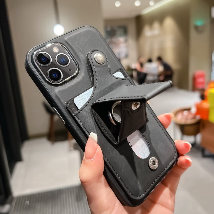 For iPhone 11 Pro Side Leather Rotation Card Holder Phone Case