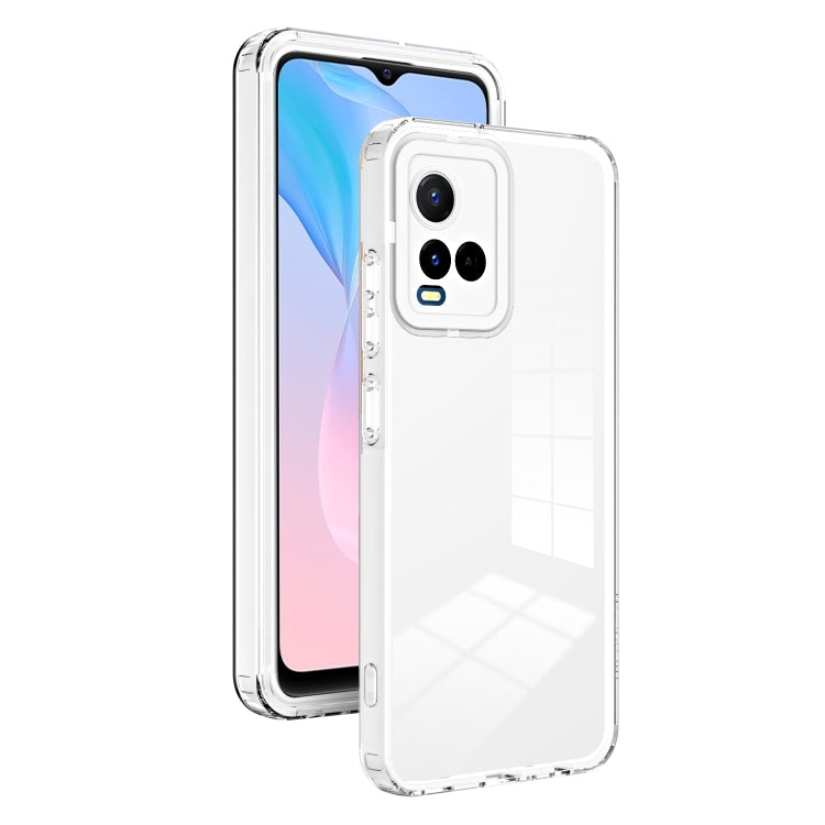 For vivo Y21 / Y33S / Y21S / T1X 4G 3 in 1 Clear TPU Color PC Frame Phone Case