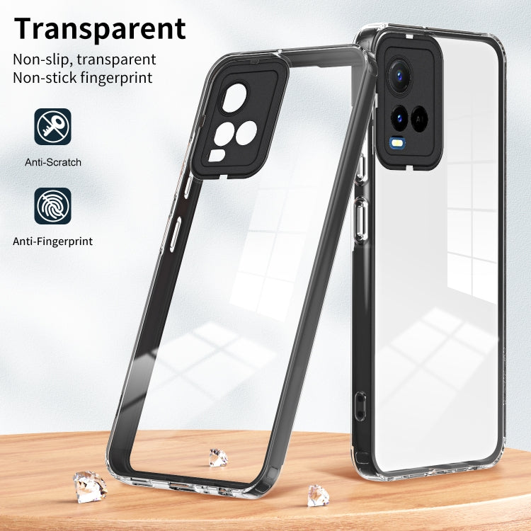 For vivo Y21 / Y33S / Y21S / T1X 4G 3 in 1 Clear TPU Color PC Frame Phone Case