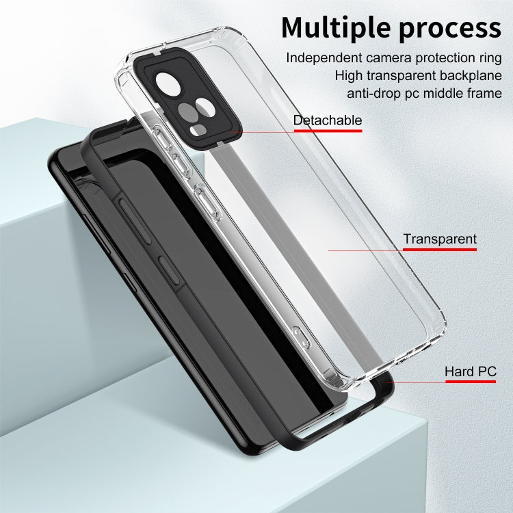 For vivo Y21 / Y33S / Y21S / T1X 4G 3 in 1 Clear TPU Color PC Frame Phone Case
