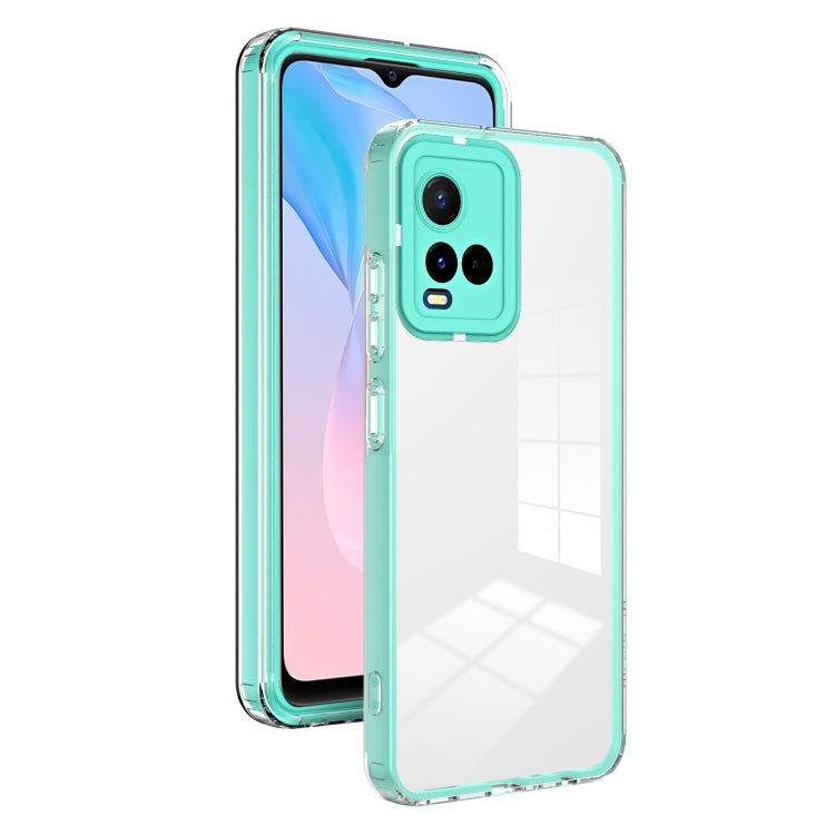 For vivo Y21 / Y33S / Y21S / T1X 4G 3 in 1 Clear TPU Color PC Frame Phone Case