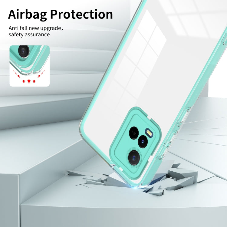 For vivo Y21 / Y33S / Y21S / T1X 4G 3 in 1 Clear TPU Color PC Frame Phone Case