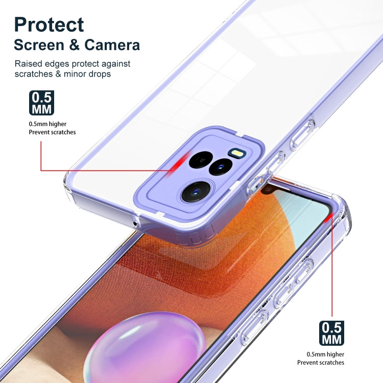 For vivo Y21 / Y33S / Y21S / T1X 4G 3 in 1 Clear TPU Color PC Frame Phone Case