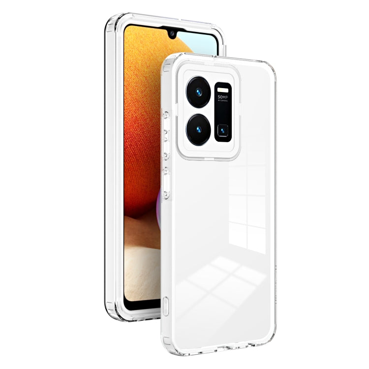 For vivo Y35 4G 2022 Global / Y22 4G 3 in 1 Clear TPU Color PC Frame Phone Case