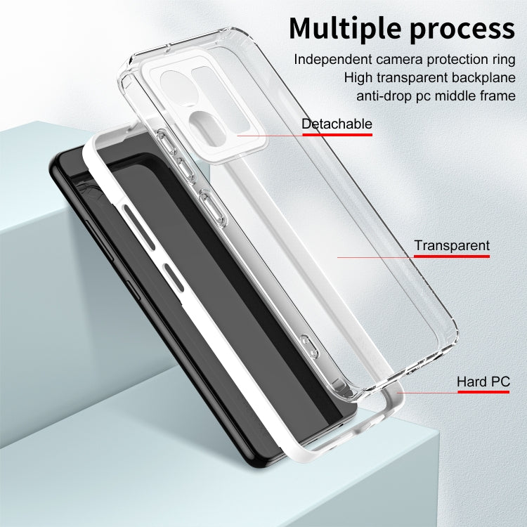 For vivo Y35 4G 2022 Global / Y22 4G 3 in 1 Clear TPU Color PC Frame Phone Case