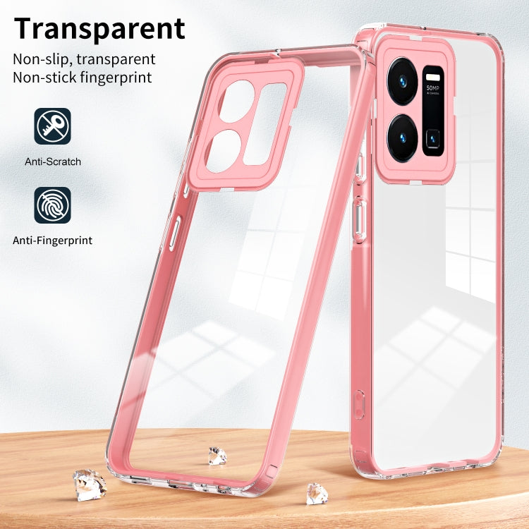 For vivo Y35 4G 2022 Global / Y22 4G 3 in 1 Clear TPU Color PC Frame Phone Case
