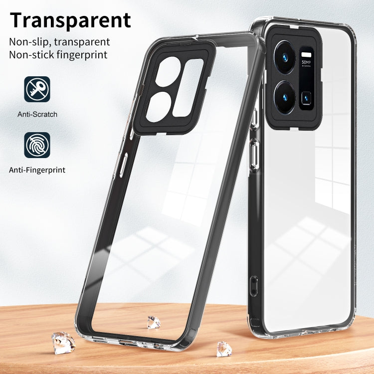 For vivo Y35 4G 2022 Global / Y22 4G 3 in 1 Clear TPU Color PC Frame Phone Case