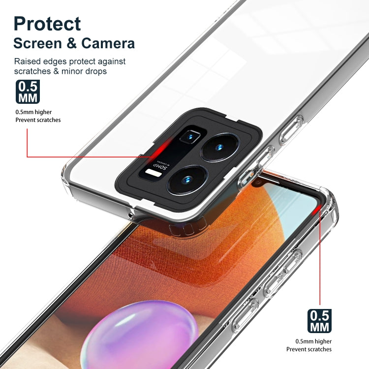 For vivo Y35 4G 2022 Global / Y22 4G 3 in 1 Clear TPU Color PC Frame Phone Case