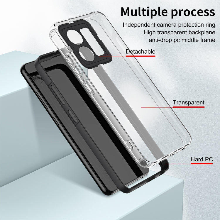 For vivo Y35 4G 2022 Global / Y22 4G 3 in 1 Clear TPU Color PC Frame Phone Case