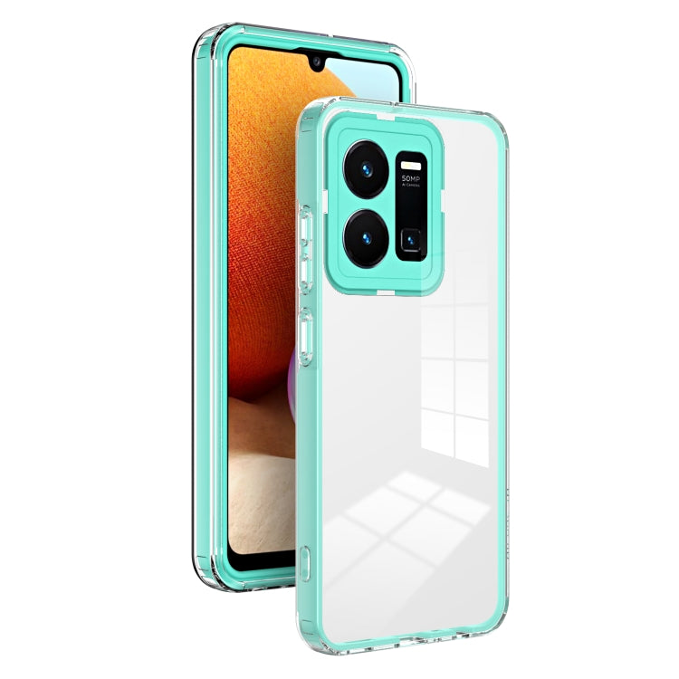 For vivo Y35 4G 2022 Global / Y22 4G 3 in 1 Clear TPU Color PC Frame Phone Case