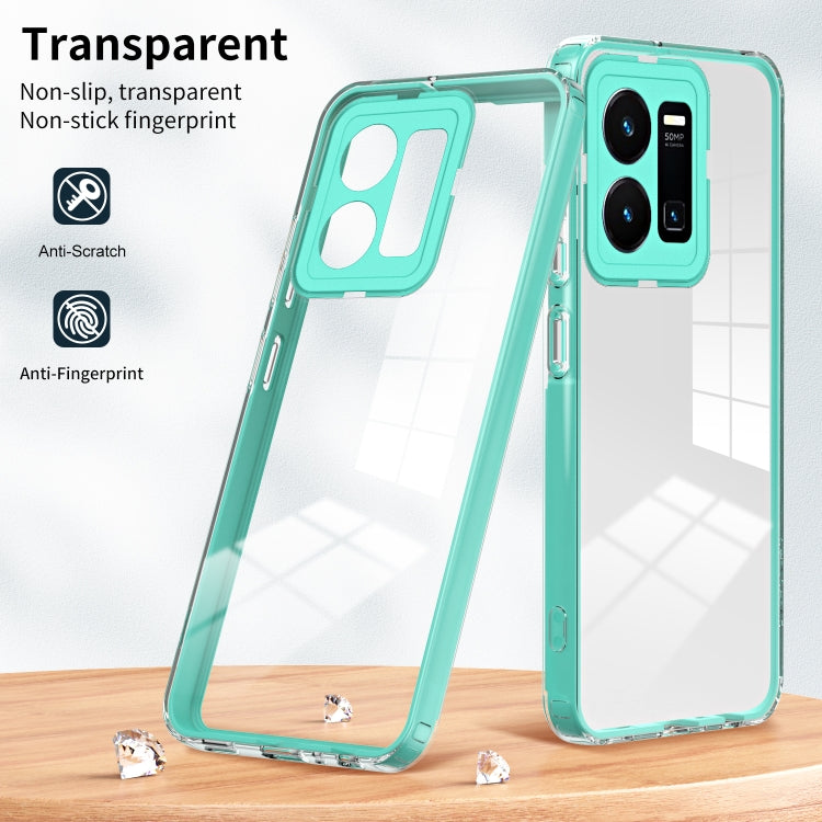 For vivo Y35 4G 2022 Global / Y22 4G 3 in 1 Clear TPU Color PC Frame Phone Case