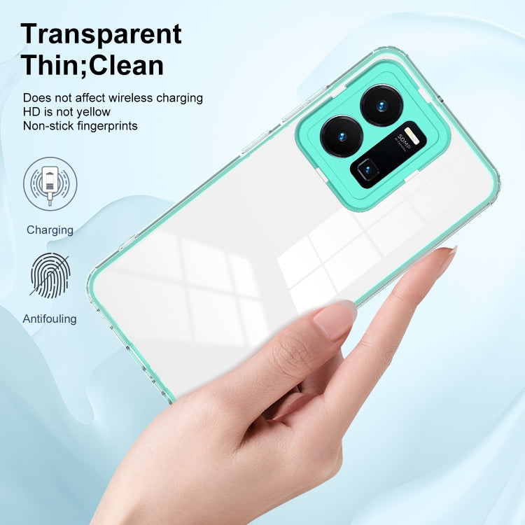 For vivo Y35 4G 2022 Global / Y22 4G 3 in 1 Clear TPU Color PC Frame Phone Case