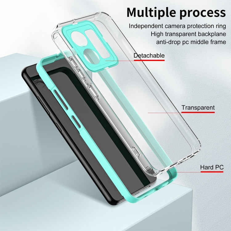 For vivo Y35 4G 2022 Global / Y22 4G 3 in 1 Clear TPU Color PC Frame Phone Case